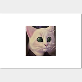 Very white cat Posters and Art